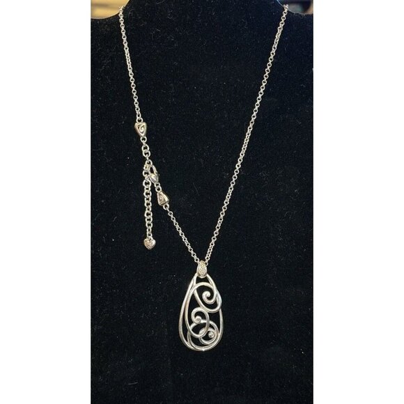 Silver Scroll Pendant Necklace With Adjustable Chain - Picture 2 of 2